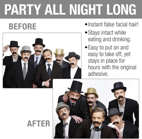 Mustaches Self Adhesive Fake Mustache Mix, Novelty, False Facial Hair Value Pack (6pcs.) in Kuwait