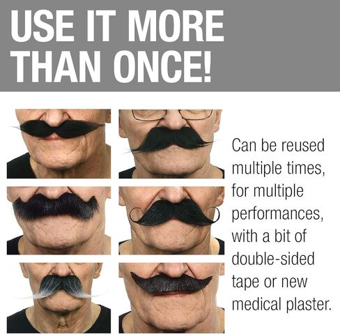 Mustaches Self Adhesive Fake Mustache Mix, Novelty, False Facial Hair Value Pack (6pcs.) in Kuwait