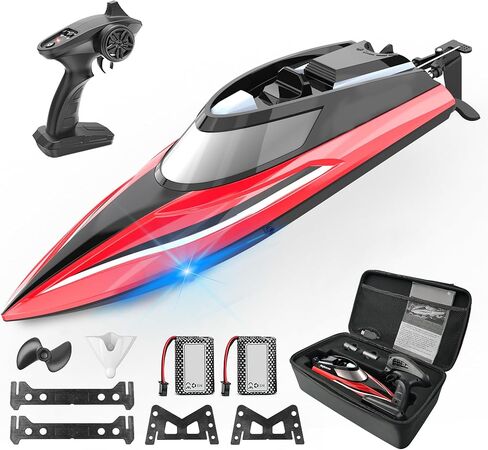 BEZGAR TX124 RC Boat, Brushless Remote Control Boat for Adults, Pool Toys and Water Toys for Kids Age 8-12, Fast Speed RC Boat 35+ KPH, Ideal Gifts for Kids Boys with 2000mAh Rechargeable Battery in Kuwait