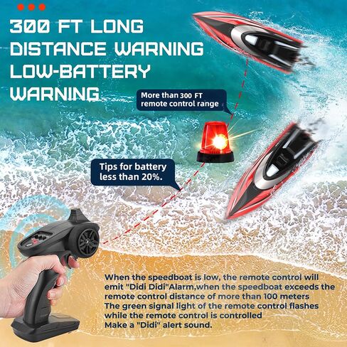 BEZGAR TX124 RC Boat, Brushless Remote Control Boat for Adults, Pool Toys and Water Toys for Kids Age 8-12, Fast Speed RC Boat 35+ KPH, Ideal Gifts for Kids Boys with 2000mAh Rechargeable Battery in Kuwait