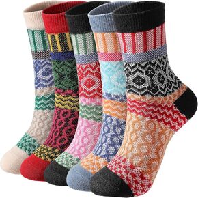 Premillow Wool Socks - Wool Socks for Women, 5 Pairs Winter Warm Socks, Super Soft Crew Socks Boot Socks, Thick Knit Cozy Socks in Kuwait