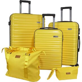 مجموعات أمتعة Aklsvion مكونة من 3 قطع (20/24/28 بوصة) - حقيبة حمل بعجلات - PC+ABS - أمتعة سفر ذات جوانب صلبة (أصفر، مجموعة 3 قطع) in Kuwait