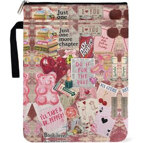 Collage Pattern Book Sleeve for Book Lovers Librarians, Paperback Sleeve Gifts for Librarian Lovers Bookish Group Club, Book Cover with Zippered 9x12 Protector and Carry Handle in Kuwait