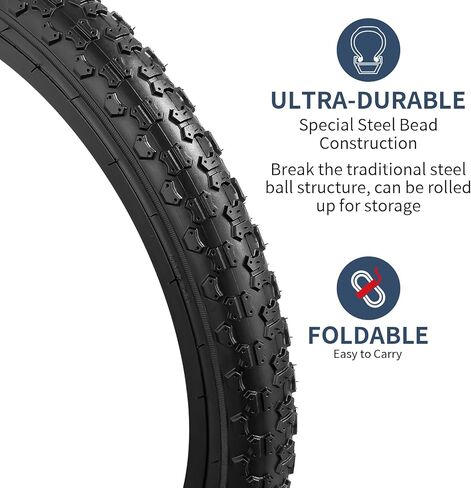 YUNSCM 20" Bike Tires 20x2.125/57-406 and 20" Bike Tubes Schrader Valve with 2 Rim Strips Compatible with 20x1.95 20x2.0 20x2.10 20x2.125 20x2.20 20x2.25 Bike Bicycle Tires and Tubes (Y-1150) in Saudi Arabia