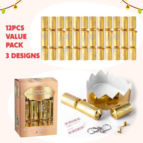JOYIN 12 pcs Christmas No-Snap Party Favor, Xmas Nutcracker Design Funny Gifts for Kids Includes Party Hat, Jokes & Gifts, Christmas Table Decorations for Dinner Traditions Party Supplies in Saudi Arabia