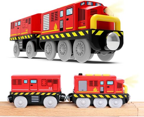 Motorized Toy Train for Wooden Tracks,Battery Operated Locomotive Train with Magnetic Connection Compatible with Thomas, Brio Accessories Toys for Boys Age 3 and Up in Saudi Arabia