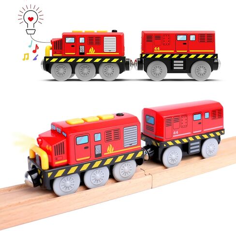 Motorized Toy Train for Wooden Tracks,Battery Operated Locomotive Train with Magnetic Connection Compatible with Thomas, Brio Accessories Toys for Boys Age 3 and Up in Saudi Arabia