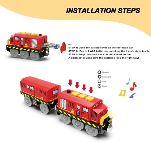 Motorized Toy Train for Wooden Tracks,Battery Operated Locomotive Train with Magnetic Connection Compatible with Thomas, Brio Accessories Toys for Boys Age 3 and Up in Saudi Arabia
