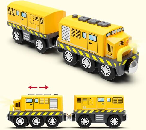 Motorized Toy Train for Wooden Tracks,Battery Operated Locomotive Train with Magnetic Connection Compatible with Thomas, Brio Accessories Toys for Boys Age 3 and Up in Saudi Arabia