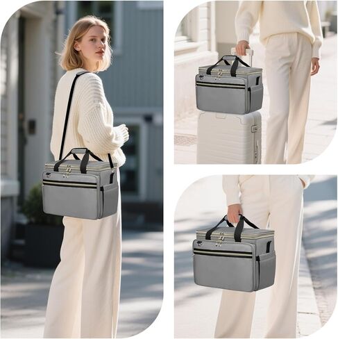 Large Crochet Bags Knitting Bags Yarns Storage Tote, Yarn Bag with Clear Top Lid, Unfinished Project Compartment, 6 Yarns Holes. Holds Knitting Needles, Crochet Hooks, Yarn, Gray, (Bag Only) in Saudi Arabia
