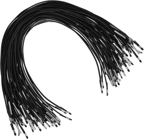 100 PCS Elastic Cord for Masks, 30cm/11.8 inch Barbed Elastic Cords with Metal Ends Soft Stretch Bands to Make Hats Black Barbed Cord Loop for Mask Making Party Hat DIY Menus Book Binding Badges Signs in Kuwait