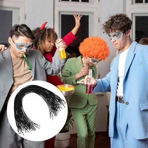 100 PCS Elastic Cord for Masks, 30cm/11.8 inch Barbed Elastic Cords with Metal Ends Soft Stretch Bands to Make Hats Black Barbed Cord Loop for Mask Making Party Hat DIY Menus Book Binding Badges Signs in Kuwait