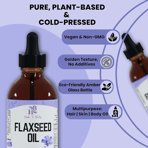 Herb To Body Flax Seed Whole | Linum Usitatissimum | Wildcrafted | 4oz in Kuwait