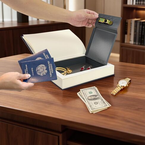 Large Decorative Book Safe with Combination Lock, 10.82"×7.67"×1.77" Hidden Storage Diversion Box for Cash, Phone, Passport, Valuables – Home Office Bookshelf, Journey Secrets in Saudi Arabia