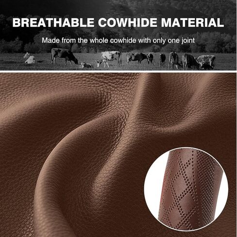 【2025 Model】 High-Grade Real Cowhide Steering Wheel Cover，Black Genuine Leather Steering Wheel Cover for Cars,Universal 15 inch Steering Wheels,Grid & Square Motif in Saudi Arabia