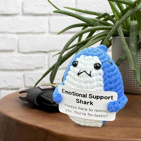 Funny Positive Crochet Shark Gifts, Emotional Support Crochet, Positive Crochet Stuff Valentines Birthday Gift for Friend,Family,Lover in Saudi Arabia