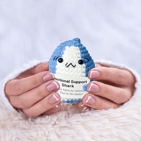 Funny Positive Crochet Shark Gifts, Emotional Support Crochet, Positive Crochet Stuff Valentines Birthday Gift for Friend,Family,Lover in Saudi Arabia
