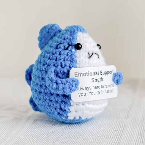 Funny Positive Crochet Shark Gifts, Emotional Support Crochet, Positive Crochet Stuff Valentines Birthday Gift for Friend,Family,Lover in Saudi Arabia