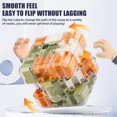 Large 3D Labyrinth Cube Puzzle, 3D Magic Cube Maze Ball Puzzle, Spatial Awareness Brain Training Toy for Stress Relief & Logic Development, Educational Focus Game Gift for Adults Teens in Kuwait