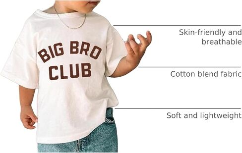 CM C&M WODRO Big Brother Shirt Toddler Baby Boy Big Bro Club Letters Print T-Shirt Tees Kid Summer Short Sleeve Clothes in Saudi Arabia