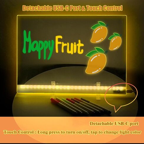 LED Drawing Board, 13.7"X10" LED Note Board with Colors, Light Up Acrylic Dry Erase Board with Stand, 4 Modes LED Writing Message Glow Memo Board, with 7 Markers in Saudi Arabia