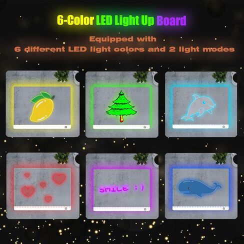 LED Drawing Board, 13.7"X10" LED Note Board with Colors, Light Up Acrylic Dry Erase Board with Stand, 4 Modes LED Writing Message Glow Memo Board, with 7 Markers in Saudi Arabia