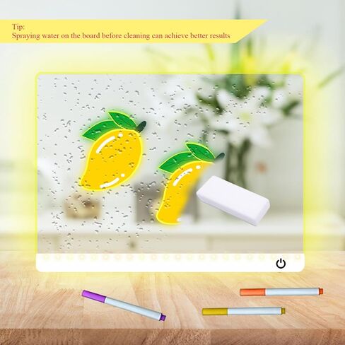 LED Drawing Board, 13.7"X10" LED Note Board with Colors, Light Up Acrylic Dry Erase Board with Stand, 4 Modes LED Writing Message Glow Memo Board, with 7 Markers in Saudi Arabia