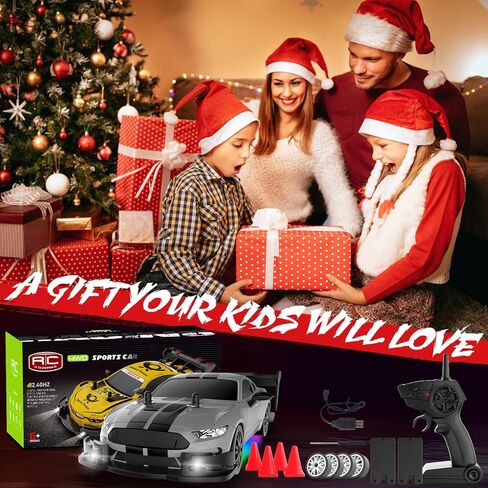 RC الانجراف سيارة 1:20 مقياس سيارات التحكم عن بعد 2.4 جيجا هرتز 4WD عالية السرعة RTR سيارة سباق مع أضواء LED 2 بطاريات قابلة للشحن وإطارات الانجراف سباق لعبة سيارة رياضية للبالغين أطفال بنين بنات in Kuwait