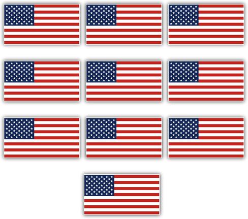 American Flag Waterproof Vinyl Stickers – USA Patriotic Decals USA Patriotic Stickers for Laptops, Water Bottles, Cars, and More (10, Flag Color, 3 x 1.6 Inch) in Saudi Arabia
