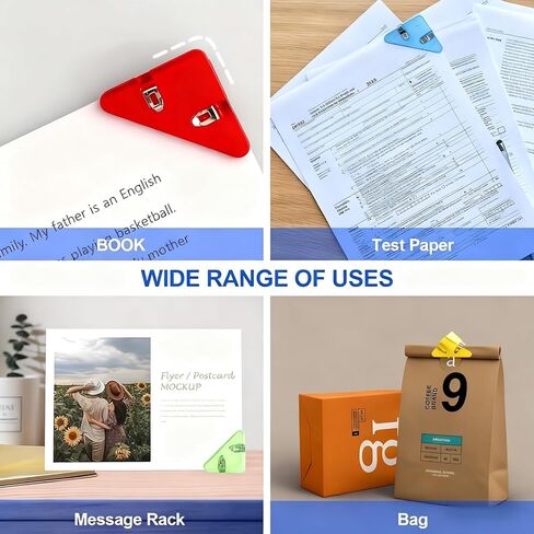(10pcs) Triangle Binder, Flexible for organizing documents, Made of Acrylic, Suitable for desktops, Books, Bills, and Home Storage (Colorful). in Saudi Arabia