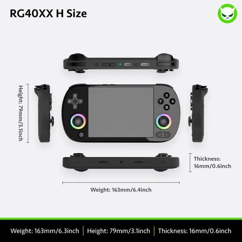 وحدة تحكم ألعاب Novabored RG40XX H Retro 18K+ ألعاب فيديو و35 محاكيًا مثبتة مسبقًا واي فاي وبلوتوث كابل عرض تلفزيوني ريترو هدية وحدة تحكم ألعاب محمولة (أسود - 128 جيجابايت) in Kuwait