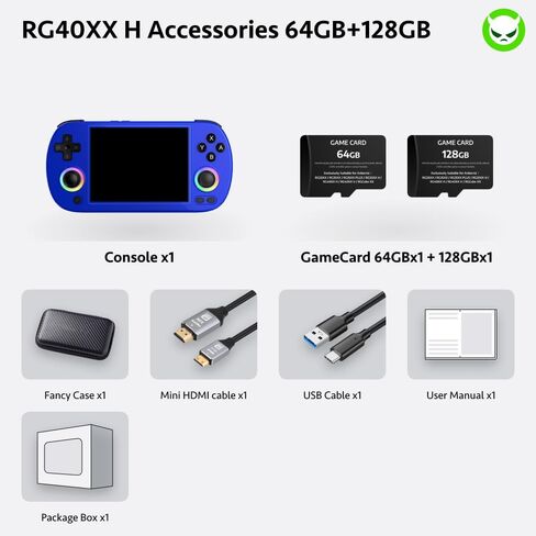 وحدة تحكم ألعاب Novabored RG40XX H Retro 18K+ ألعاب فيديو و35 محاكيًا مثبتة مسبقًا واي فاي وبلوتوث كابل عرض تلفزيوني ريترو هدية وحدة تحكم ألعاب محمولة (أسود - 128 جيجابايت) in Kuwait