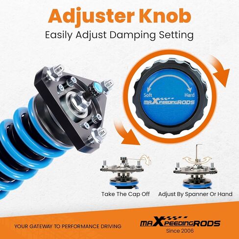 maxpeedingrods Coilover لسيارة Honda Civic Si 2014-2015، طقم تعليق كويلوفر قابل للتعديل بـ 24 مستوى، ارتفاع قابل للتعديل T6 مجموعات خفض مطورة باللون الأزرق in Saudi Arabia