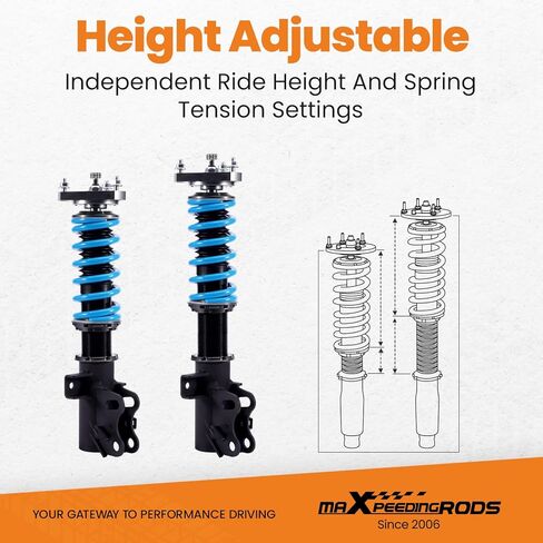 maxpeedingrods Coilover لسيارة Honda Civic Si 2014-2015، طقم تعليق كويلوفر قابل للتعديل بـ 24 مستوى، ارتفاع قابل للتعديل T6 مجموعات خفض مطورة باللون الأزرق in Saudi Arabia