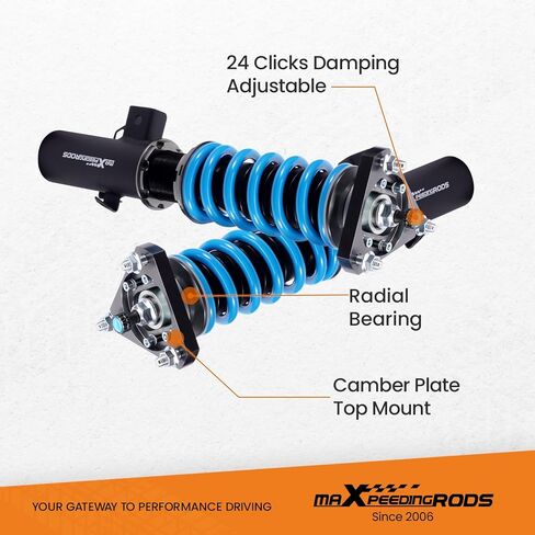 maxpeedingrods Coilover لسيارة Honda Civic Si 2014-2015، طقم تعليق كويلوفر قابل للتعديل بـ 24 مستوى، ارتفاع قابل للتعديل T6 مجموعات خفض مطورة باللون الأزرق in Saudi Arabia