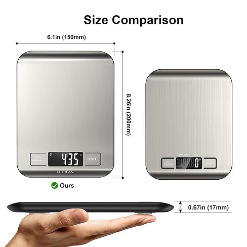 ميزان طعام ألتران، ميزان مطبخ رقمي للوزن بالجرامات والأوقية للخبز والطهي وإعداد الوجبات، 6 وحدات مع وظيفة الفارغة، 11 رطل (البطاريات متضمنة) in Kuwait