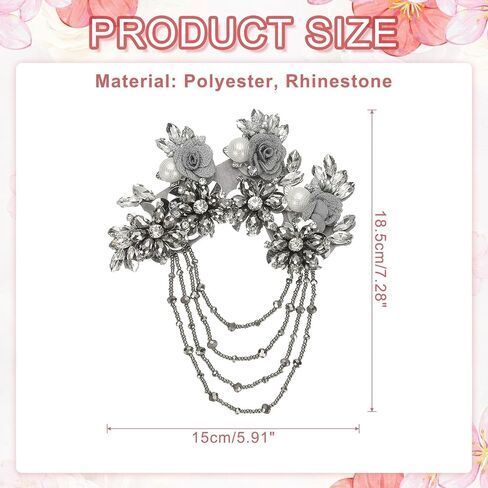 PATIKIL Flower Rhinestone Appliques for Dresses, 3D Champagne Rhinestone Applique Embellishments Handmade 7 Flowers Crystal Sequin Sewing Patches for Wedding in Saudi Arabia