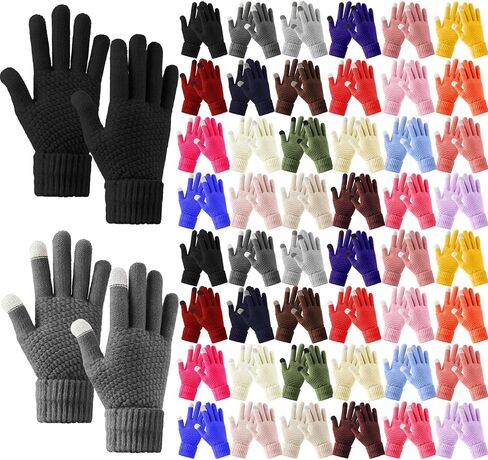 Suhine 24 Pairs Winter Touchscreen Gloves Bulk Warm Fleece Lined Knit Gloves Colored Knitted Gloves Full Finger Thermal Gloves Windproof Solid Color Mittens for Women Man Exercise Outdoor in Saudi Arabia