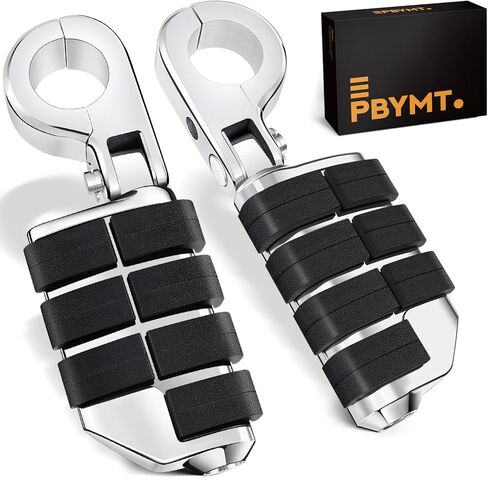 PBYMT Highway Pegs, P-Clamp A3 Steel Highway Footpegs Footrest Fit For 1.25''(32mm) Crash Bars Compatible with Harley Davidson Touring Chrome in Saudi Arabia