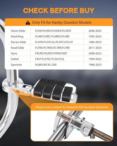 PBYMT Highway Pegs, P-Clamp A3 Steel Highway Footpegs Footrest Fit For 1.25''(32mm) Crash Bars Compatible with Harley Davidson Touring Chrome in Saudi Arabia