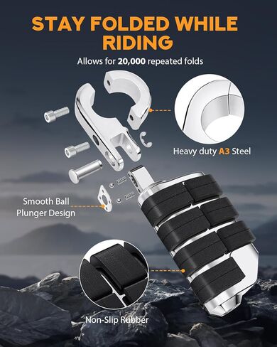 PBYMT Highway Pegs, P-Clamp A3 Steel Highway Footpegs Footrest Fit For 1.25''(32mm) Crash Bars Compatible with Harley Davidson Touring Chrome in Saudi Arabia