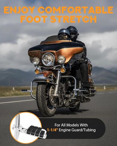 PBYMT Highway Pegs, P-Clamp A3 Steel Highway Footpegs Footrest Fit For 1.25''(32mm) Crash Bars Compatible with Harley Davidson Touring Chrome in Saudi Arabia