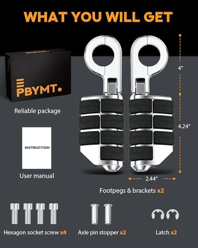 PBYMT Highway Pegs, P-Clamp A3 Steel Highway Footpegs Footrest Fit For 1.25''(32mm) Crash Bars Compatible with Harley Davidson Touring Chrome in Saudi Arabia