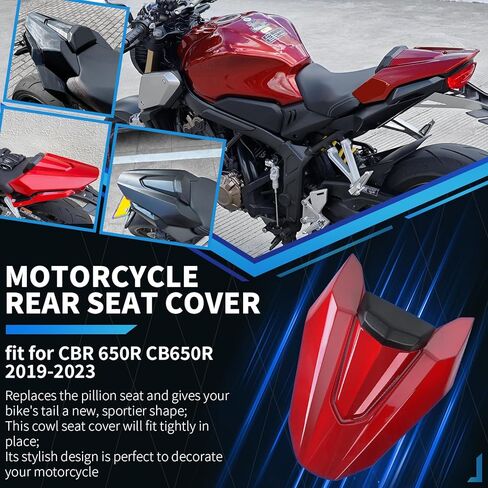 Motorcycle Rear Seat Cowl Compatible with Honda CB650R CBR650R 2019-2023 | Passenger Pillion Tail Cover | Plastic Fairing Rear Seat Pillion Cowl Replacement (Matte Black) in Saudi Arabia