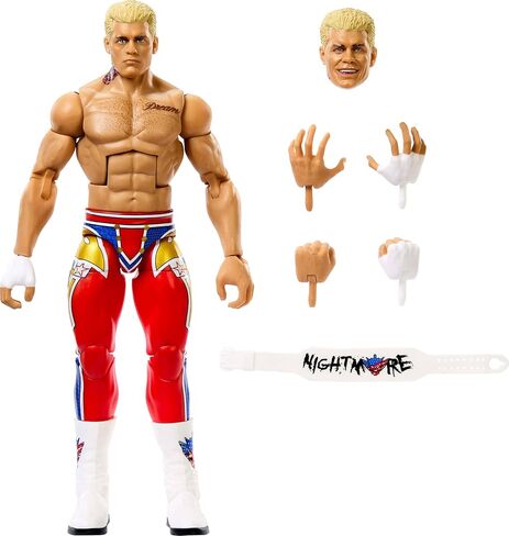 مجموعة Mattel WWE Elite Collection Top Picks Action Figures & Accessories Set، 6 بوصة كودي رودز القابلة للتجميع مع أيدي قابلة للتبديل ومعدات حلقية in Saudi Arabia