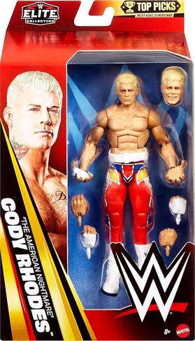 مجموعة Mattel WWE Elite Collection Top Picks Action Figures & Accessories Set، 6 بوصة كودي رودز القابلة للتجميع مع أيدي قابلة للتبديل ومعدات حلقية in Saudi Arabia