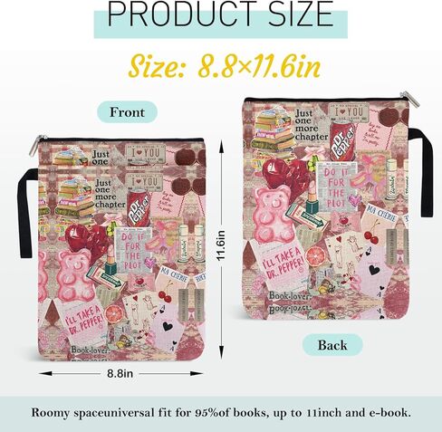 Collage Pattern Book Sleeve for Book Lovers Librarians, Paperback Sleeve Gifts for Librarian Lovers Bookish Group Club, Book Cover with Zippered 9x12 Protector and Carry Handle in Saudi Arabia