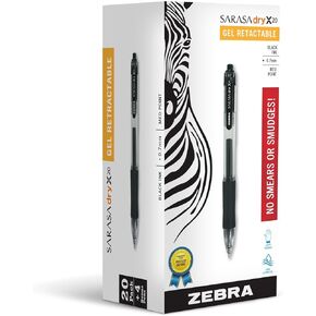 Zebra Pen Sarasa Dry X20 Retractable Gel Pen, Medium Point, 0.7mm, Blue Ink, 12-Pack in Saudi Arabia