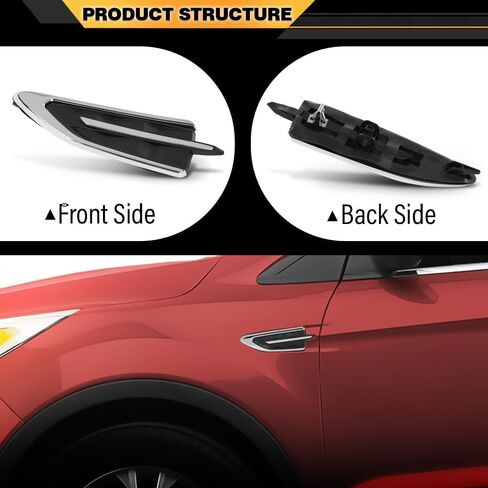 زخرفة الحاجز الجانبي للسائق الأمامي متوافقة مع Ford Escape SEL Sport Utility 4-Door 2018-2019 Fit Ford Escape S SE Titanium Sport Utility 4-Door 2017-2019 GJ5Z16228AB، GJ5416C217ACW باللون الأسود والكروم in Saudi Arabia