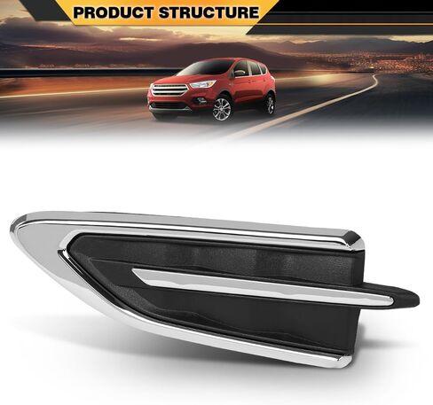 زخرفة الحاجز الجانبي للسائق الأمامي متوافقة مع Ford Escape SEL Sport Utility 4-Door 2018-2019 Fit Ford Escape S SE Titanium Sport Utility 4-Door 2017-2019 GJ5Z16228AB، GJ5416C217ACW باللون الأسود والكروم in Saudi Arabia